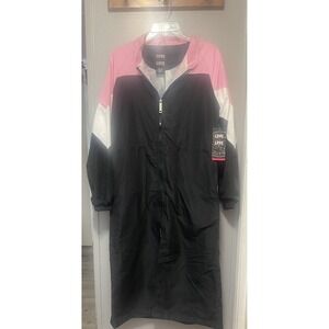 Good Vibes Black And Pink Long Windbreaker By Love Love Love Nwt Small Full Zip
